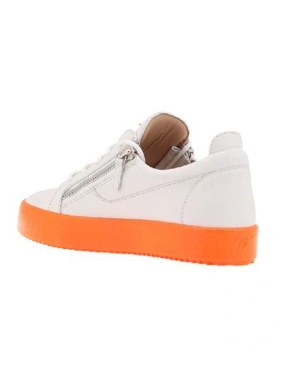 Shop Giuseppe Zanotti Smooth Leather Sneakers In White