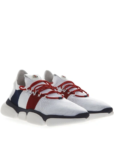 Shop Moncler Red Blue And White Sneakers In Mesh And Technical Fabric In Basic