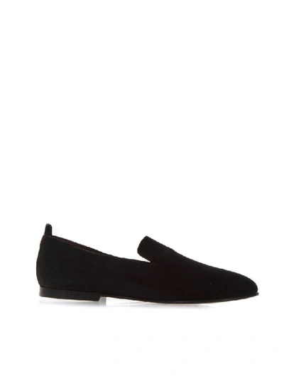 Shop Dolce & Gabbana Split-grain Black Leather Slippers With Dg Logo