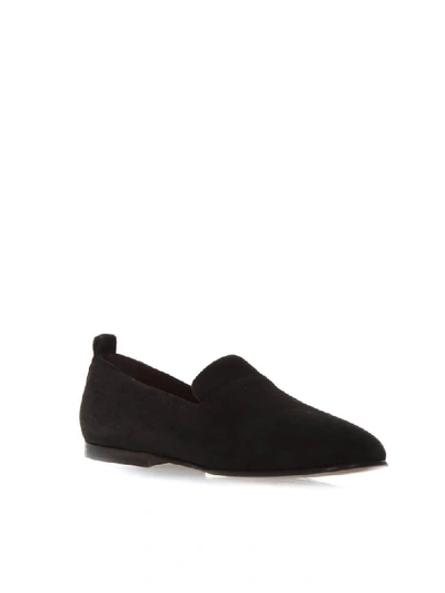 Shop Dolce & Gabbana Split-grain Black Leather Slippers With Dg Logo