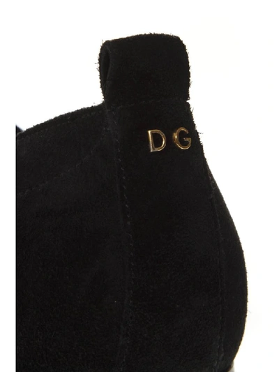 Shop Dolce & Gabbana Split-grain Black Leather Slippers With Dg Logo