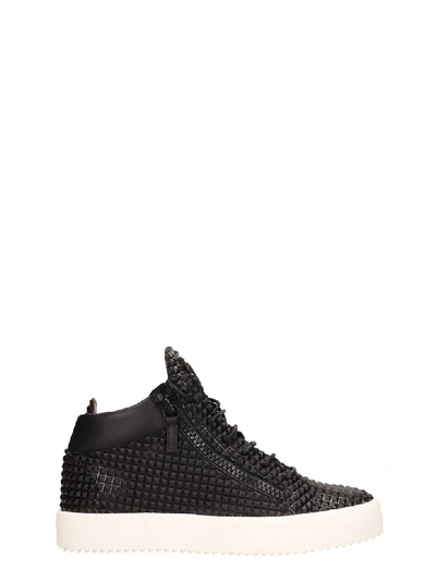 Shop Giuseppe Zanotti Black Leather Kriss Sneakers Studs