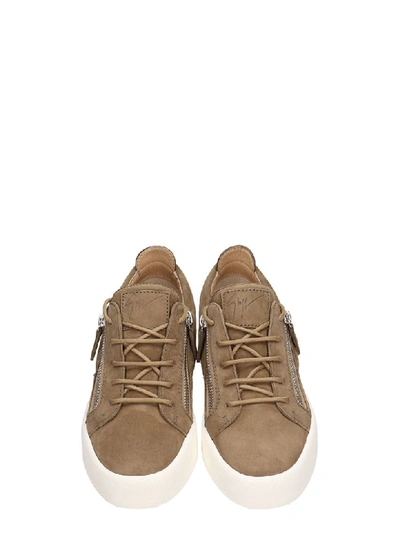 Shop Giuseppe Zanotti Beige Suede Sneakers In Leather Color