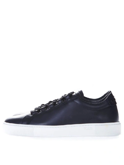 Shop Tod's Blue Leather Sneaker