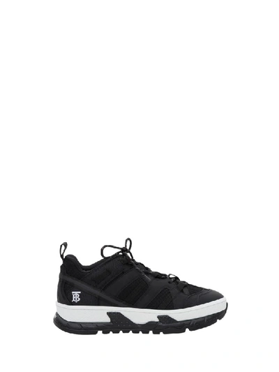 Shop Burberry Mesh And Nubuck Sneakers In Nero