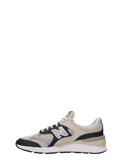 Shop New Balance Leather And Canvas Grey And Blue X90 Sneakers