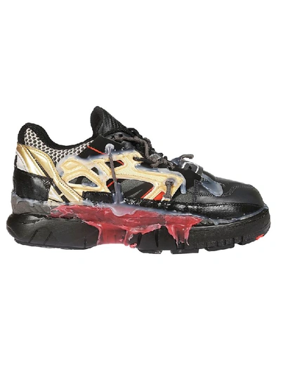Shop Maison Margiela Fusion Mesh Trainers In Black/gold/red