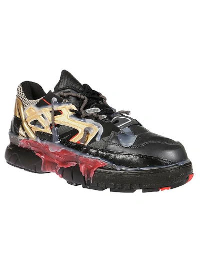 Shop Maison Margiela Fusion Mesh Trainers In Black/gold/red