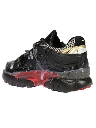 Shop Maison Margiela Fusion Mesh Trainers In Black/gold/red