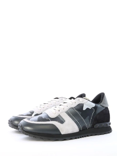 Shop Valentino Sneaker Rockrunner Camouflage In Gray