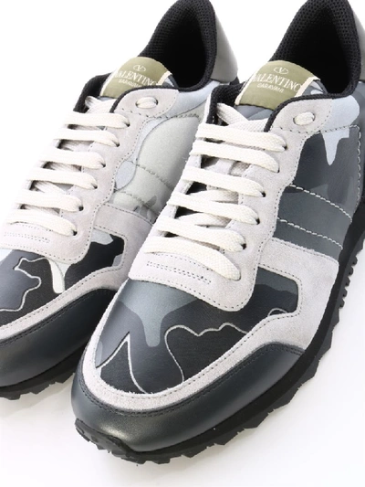 Shop Valentino Sneaker Rockrunner Camouflage In Gray