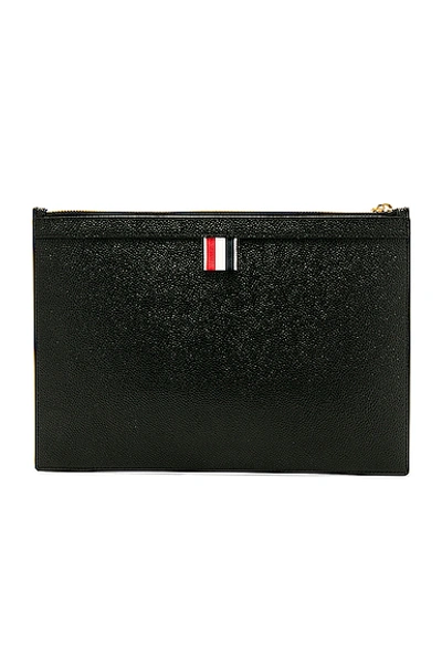 Shop Thom Browne Small Zipper Tablet Pouch In Black
