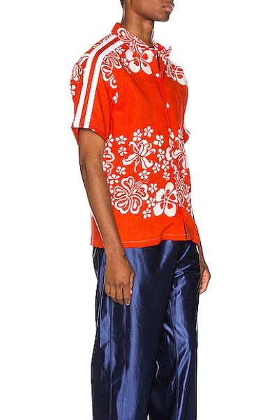 Shop Just Don Hawaiian Bowling Shirt In Orange