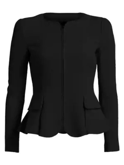 Shop Emporio Armani Fit-and-flare Wool Jacket In Black