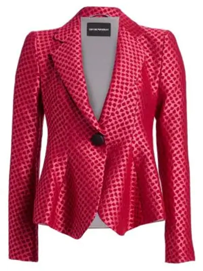 Shop Emporio Armani Jacquard Fit-&-flare Jacket In Medium Red