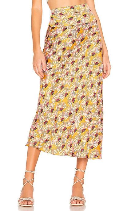 Shop Free People Normani Printed Bias Skirt In Honey