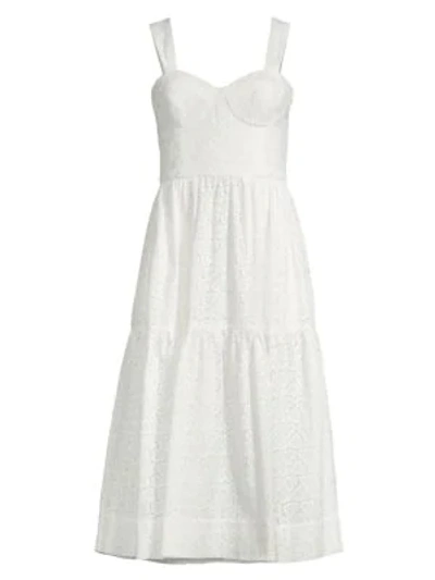 Shop Rebecca Vallance Valentina Eyelet Fit-and-flare Dress In Ivory
