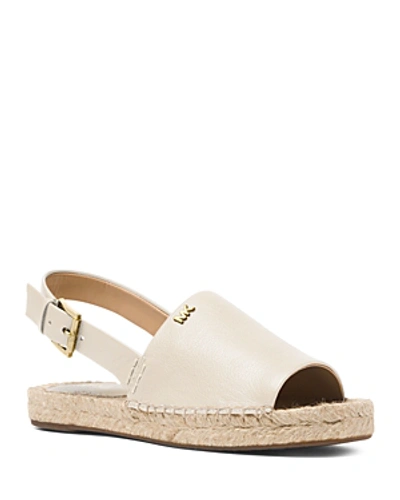 Shop Michael Michael Kors Women's Fisher Leather Espadrille Sandals In Light Cream