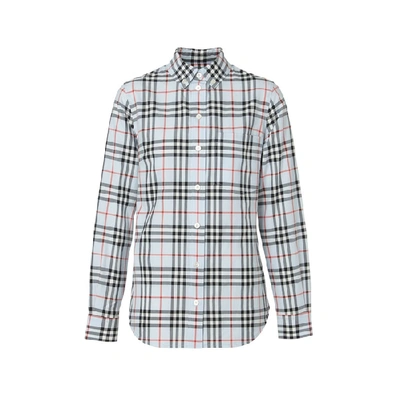 Shop Burberry Button-down Collar Vintage Check Cotton Shirt In Pale Blue Ip Check