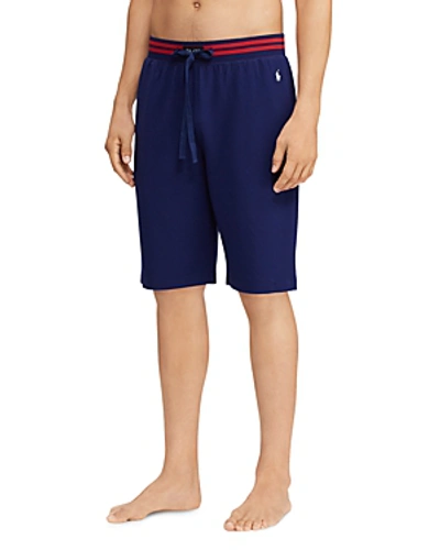 Shop Polo Ralph Lauren Mini-terry Loungewear Shorts In Navy/red