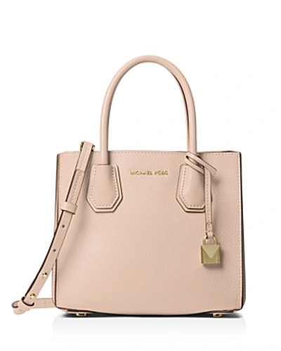 Shop Michael Michael Kors Medium Leather Accordion Messenger Bag In Soft Pink/gold