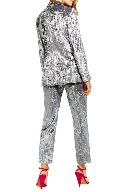Topshop Bonded Velvet Trousers In Silver | ModeSens