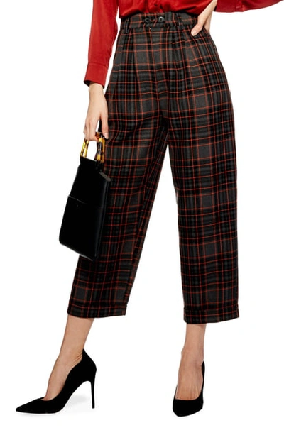 Topshop Check Button Peg Trousers In Charcoal Multi | ModeSens