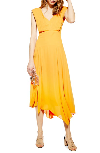 topshop yellow midi dress