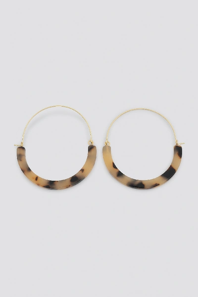 Shop Na-kd Resin Detailed Hoop Earrings Beige In Tortoise