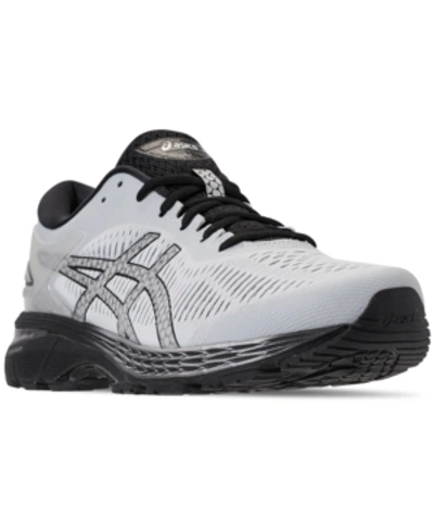 Shop Asics Men's Gel-kayano 25 Wide Width Running Sneakers From Finish Line In Glacier Grey/black