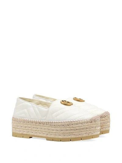 Shop Gucci Chevron Leather Espadrille With Double G In White