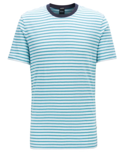 Shop Hugo Boss Boss Men's Striped T-shirt In Open Blue