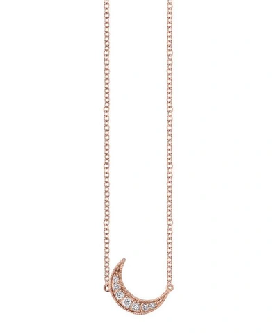 Shop Andrea Fohrman Rose Gold Mini White Diamond Crescent Moon Necklace