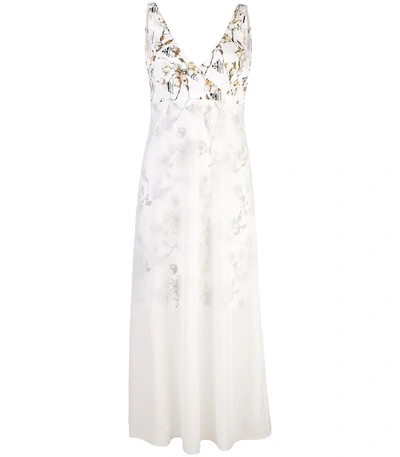 Shop Off-white Layered Floral Chiffon Slip Dress In White