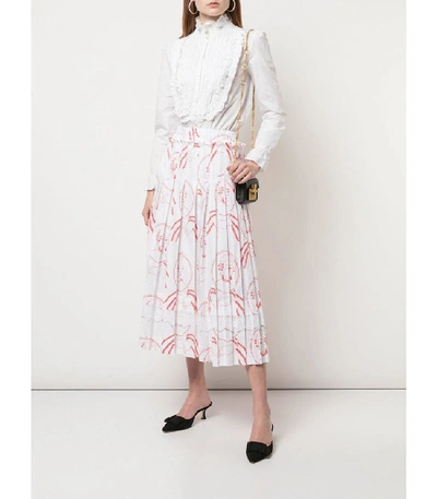 Shop Simone Rocha Printed Pleated Skirt In White