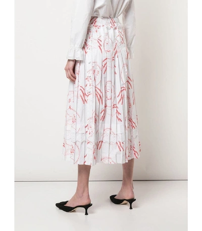 Shop Simone Rocha Printed Pleated Skirt In White
