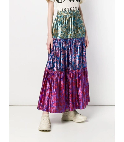 Shop Gucci Metallic Brocade Skirt In Multi