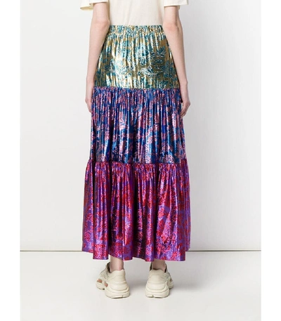 Shop Gucci Metallic Brocade Skirt In Multi