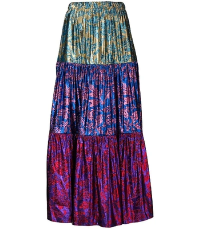 Shop Gucci Metallic Brocade Skirt In Multi