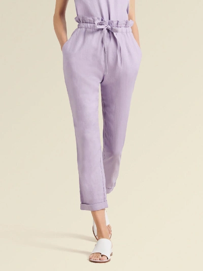Shop Donna Karan Linen Pull-on Pants In Lilac