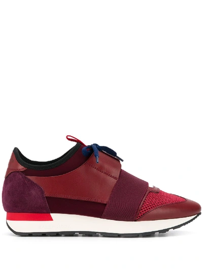 Shop Balenciaga Runner Panelled Sneakers - Red