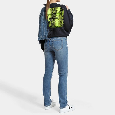 Shop Off-white Off White | Python Mini Backpack In Neon Yellow Python Printed Leather