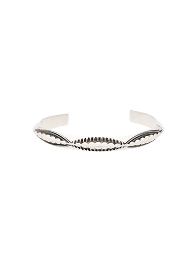 Shop Saint Laurent Etch Cuff Bracelet - Silver