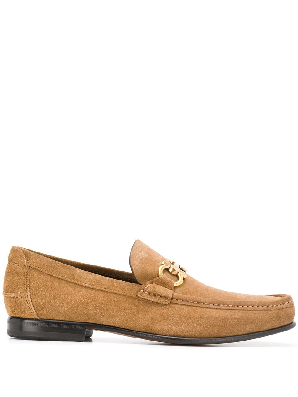 Salvatore Ferragamo Gancini Bit Moccasins - Brown | ModeSens