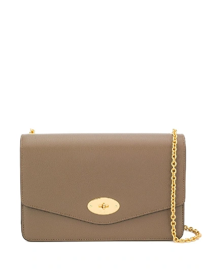 Shop Mulberry Foldover Chain Crossbody Bag In Brown