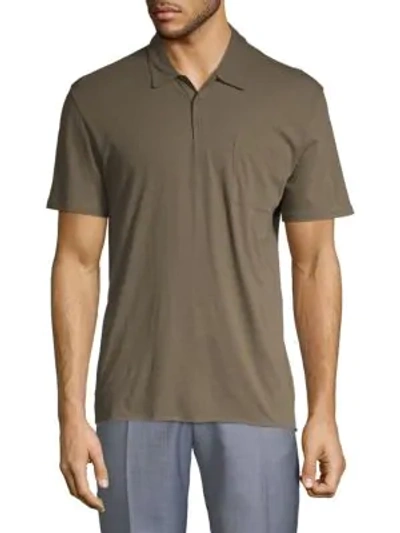 Shop Vince Classic Cotton Polo In Camp Green