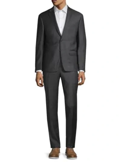 Shop Calvin Klein Extra Slim-fit Check Wool Suit In Charcoal
