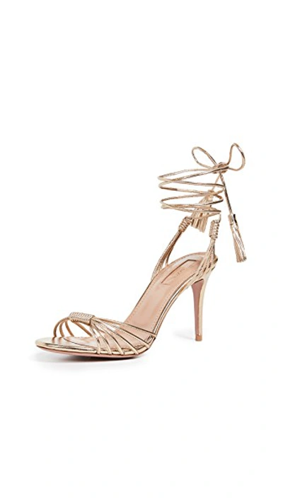 Shop Aquazzura Mescal 85mm Sandals In Soft Gold