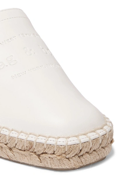 Shop Rag & Bone Edie Collapsible-heel Logo-embossed Leather Espadrilles In White