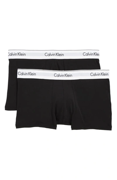 Shop Calvin Klein Assorted 2-pack Stretch Cotton Trunks In Black